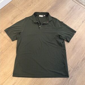 Kjus Mens Green Striped Golf Polo Large